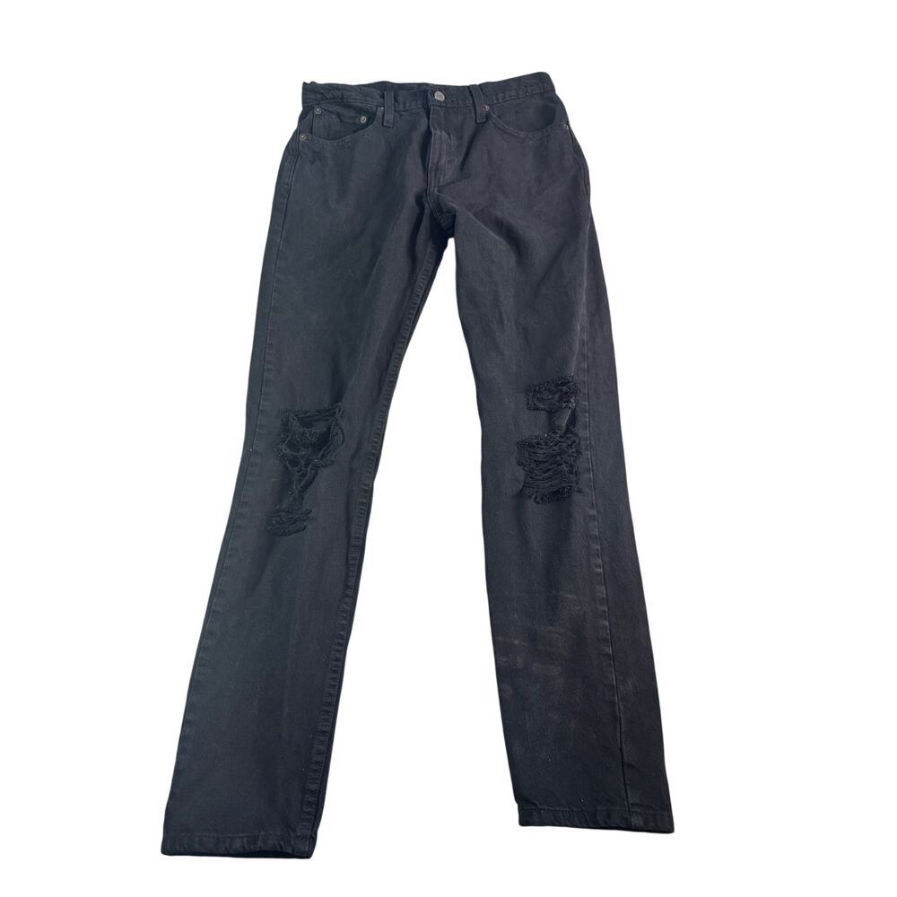 Levi's 512 Slim Taper Jeans Men's 30x32 Black Distressed Denim Red Tab
